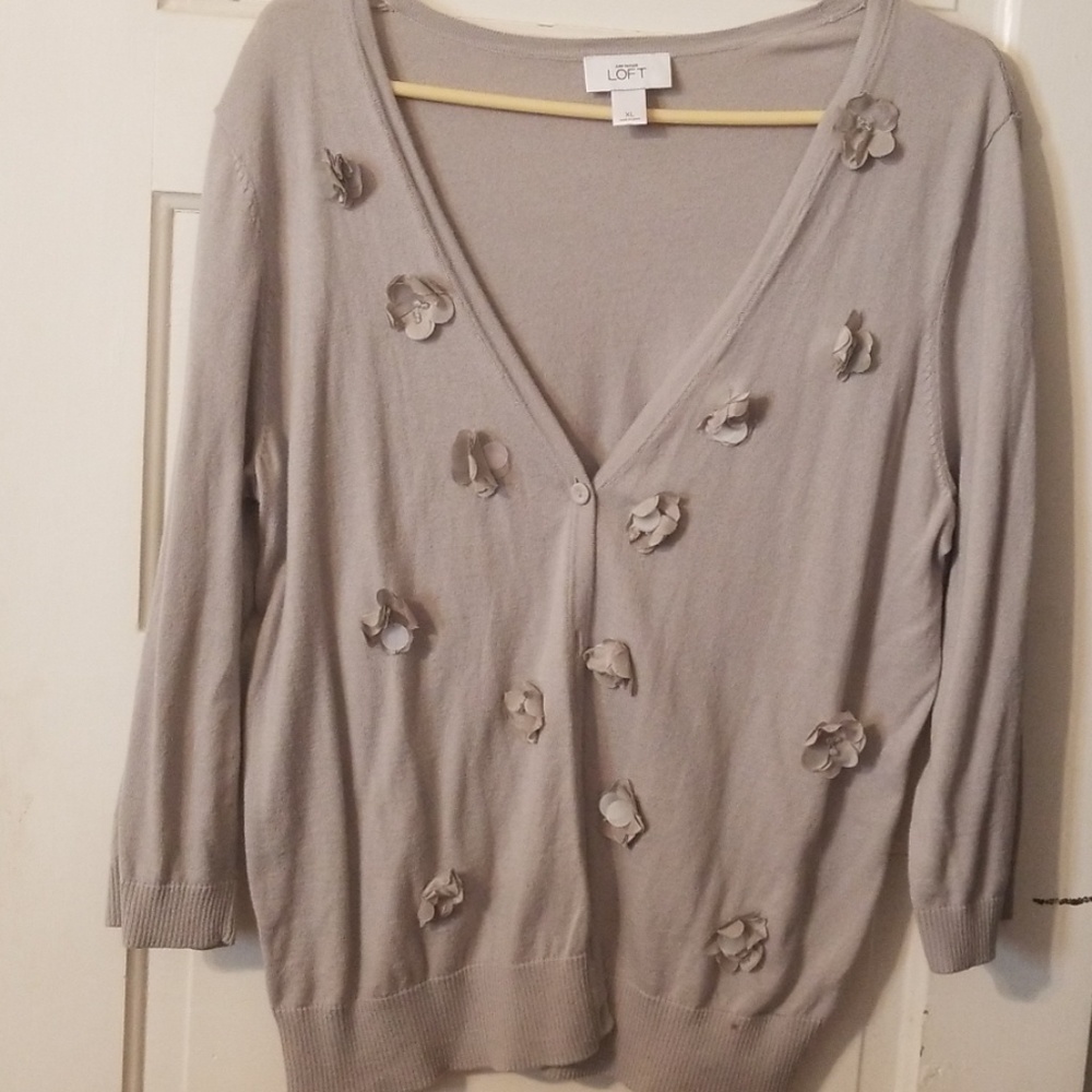Gray Ann Taylor LOFT Cardigan